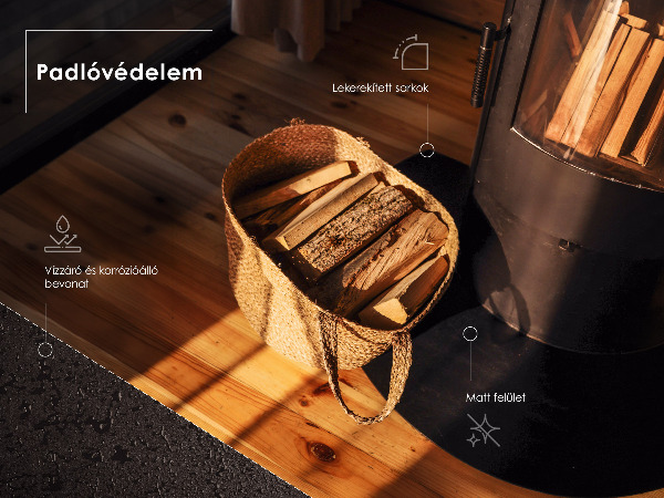 Plaque de sol pour poêle en acier noir 100x70 cm