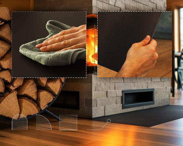 Plaque de sol pour poêle en acier noir 100x70 cm