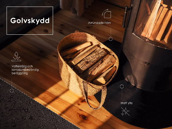 Plaque au sol pour poêle en acier noir 100x80 cm