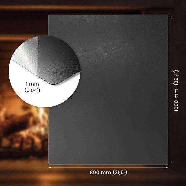 Plaque de sol pour poêle en acier noir 100x80 cm