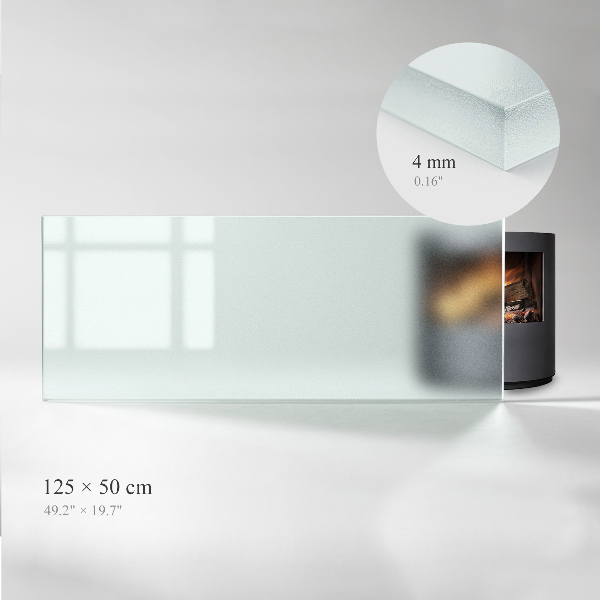 Plaque sous poêle rectangulaire semi-transparente 125x50 cm