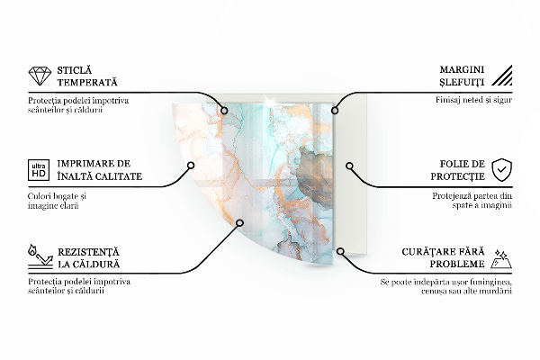 Quart-de-cercle plaque de sol en verre pour poêle Vagues de lignes délicates