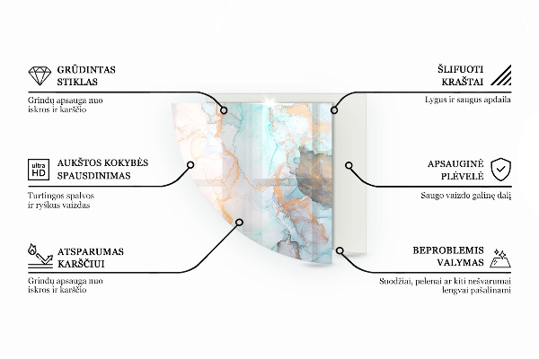 Quart-de-cercle plaque de sol en verre pour poêle Motif marbré veiné