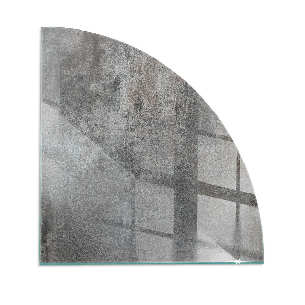 Quart-de-cercle plaque verre devant cheminée texture de surface brute