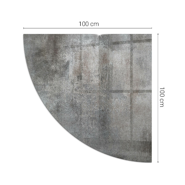 Quart-de-cercle plaque verre devant cheminée texture de surface brute