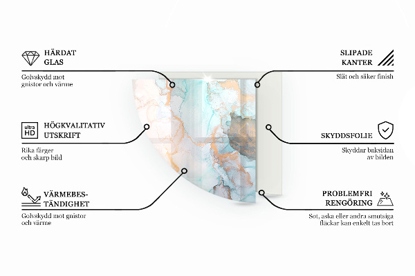 Quart-de-cercle plaque protection sol devant cheminée en verre Texture rouillée sur métal