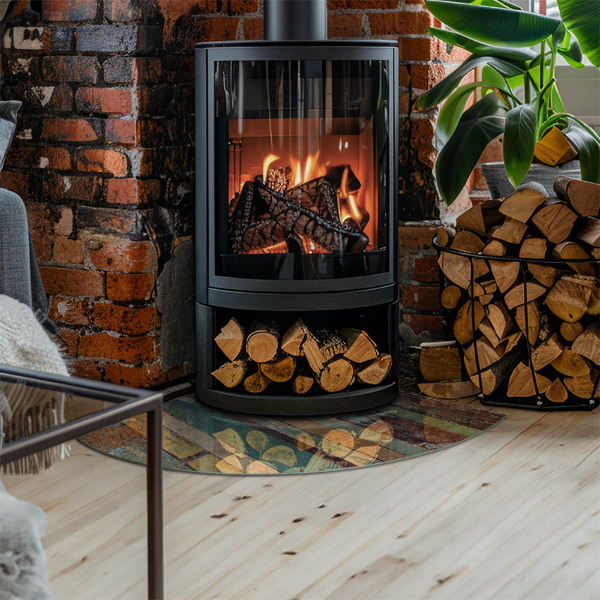 Quart-de-cercle plaque verre devant cheminée Planches de différentes teintes