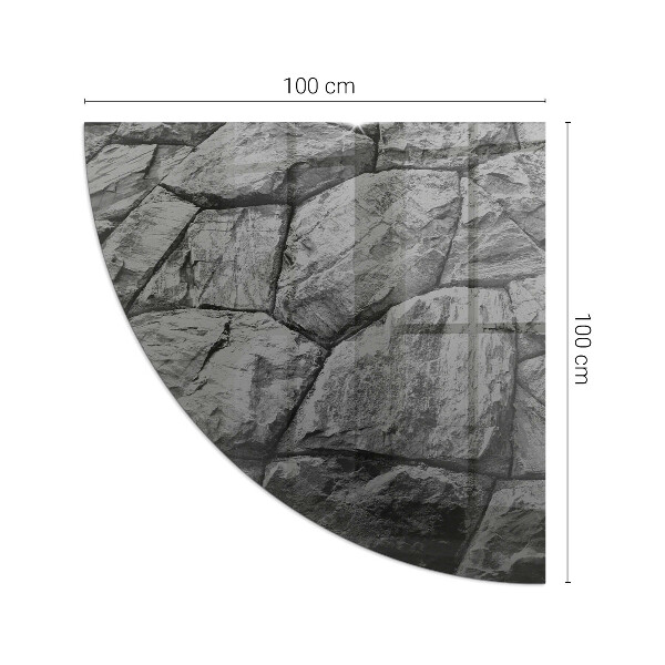 Quart-de-cercle plaque verre devant cheminée Motif de pierre naturelle