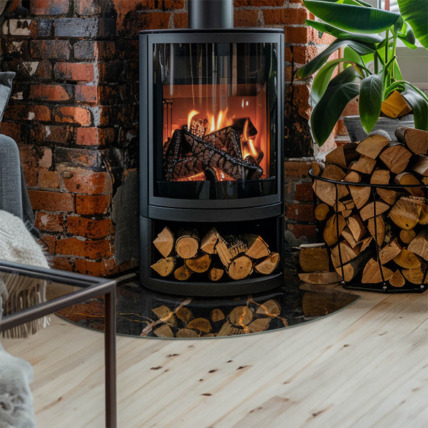 Quart-de-cercle plaque protection sol devant cheminée en verre Marbre élégant veiné