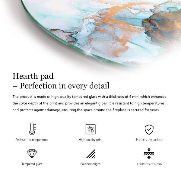 Quart-de-cercle plaque protection sol devant cheminée en verre Motif de pierre naturelle