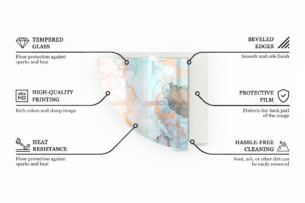 Quart-de-cercle plaque protection sol devant cheminée en verre Couleur crème claire