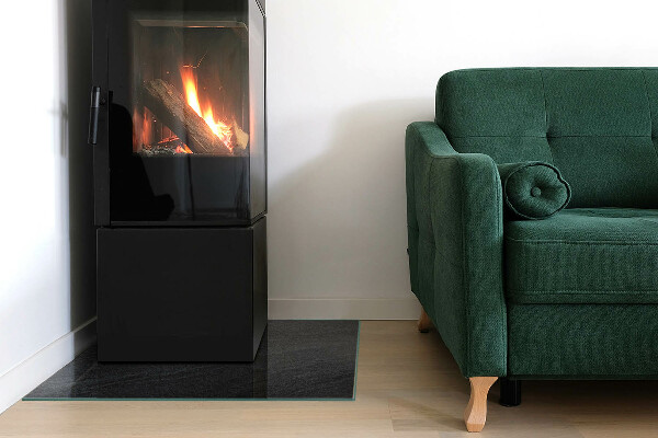 Carrée plaque verre pour poêle texture de pierre naturelle