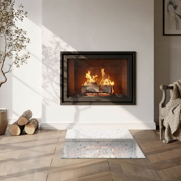 Carrée plaque verre pour poêle Motif avec de petites formes