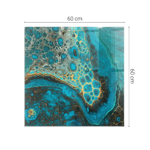 Carrée plaque protection sol devant cheminée en verre motif organique abstrait