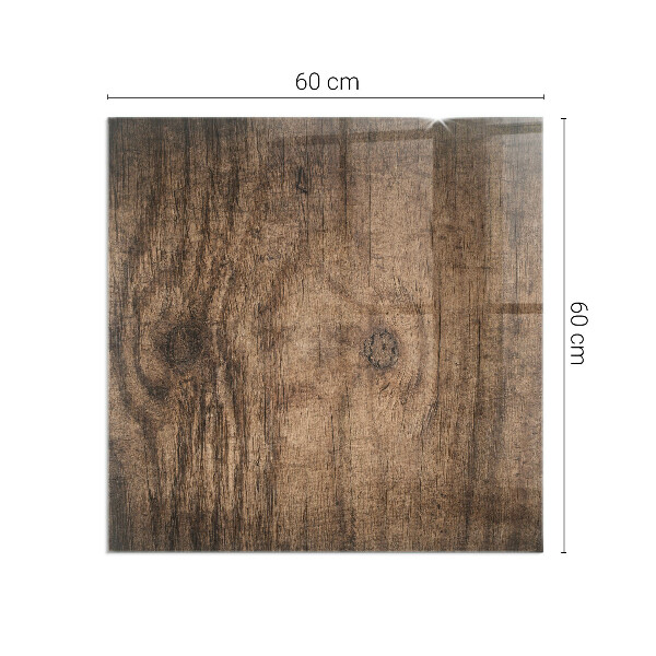 Carrée plaque protection sol devant cheminée en verre Motif bois naturel