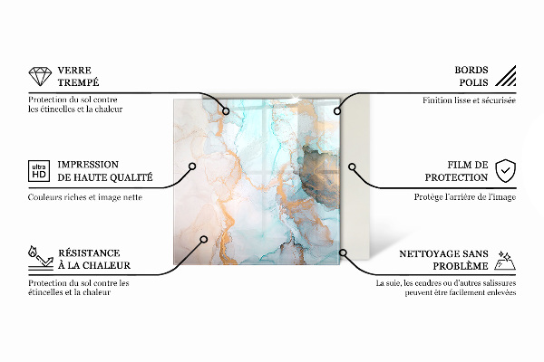 Carrée plaque verre pour poêle Motif de structure en marbre