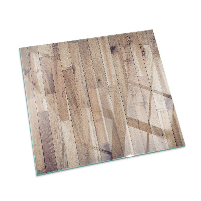 Carrée plaque verre pour poêle Planche en bois dans l'agencement