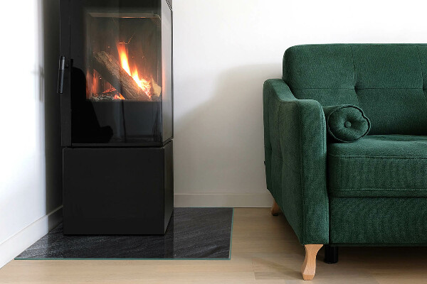 Carrée plaque protection sol devant cheminée en verre texture de surface de la pierre