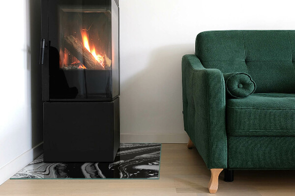 Carrée plaque protection sol devant cheminée en verre vagues et lignes abstraites