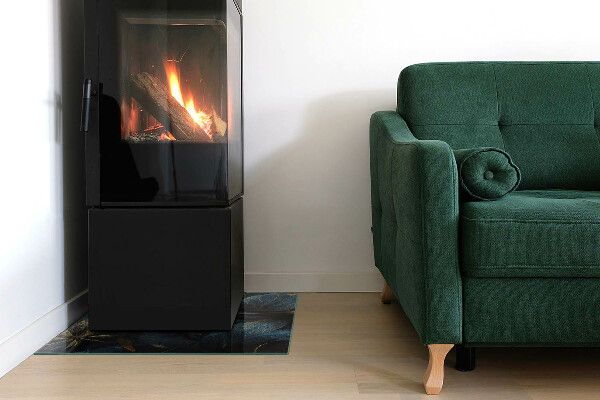 Carrée plaque de sol en verre pour poêle Feuilles élégantes en texture