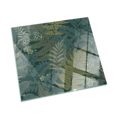 Carrée plaque verre pour poêle Motifs végétaux avec des papillons