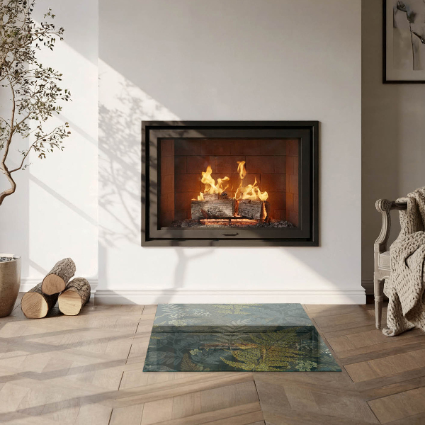 Carrée plaque verre pour poêle Motifs végétaux avec des papillons