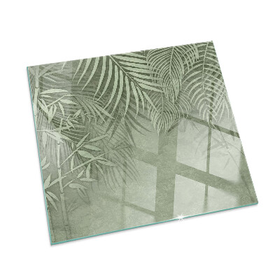 Carrée plaque de sol en verre pour poêle Feuilles tropicales en arrière-plan