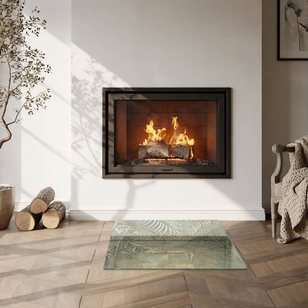 Carrée plaque de sol en verre pour poêle Feuilles tropicales en arrière-plan