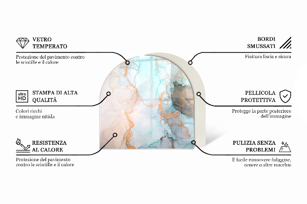 Demi-arrondi plaque de sol en verre pour poêle texture de pierre naturelle