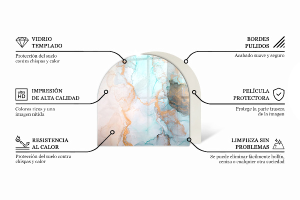 Demi-arrondi plaque protection sol devant cheminée en verre Géométrie tridimensionnelle