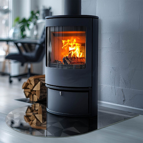 Demi-arrondi plaque protection sol devant cheminée en verre Géométrie tridimensionnelle