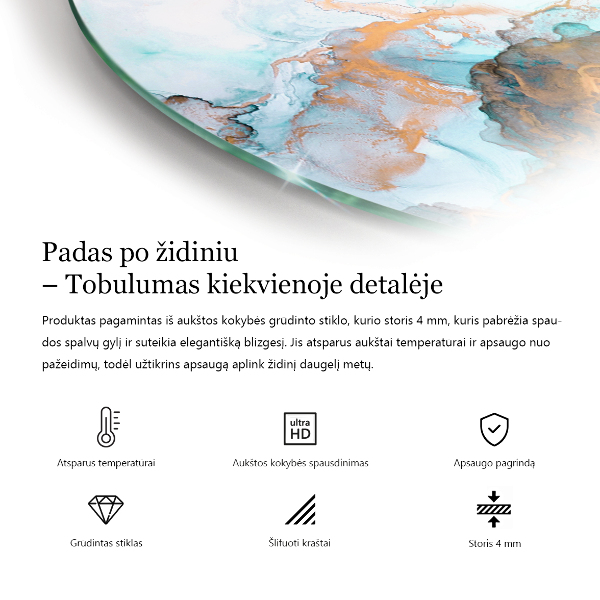 Demi-arrondi plaque de sol en verre pour poêle Motif bois naturel