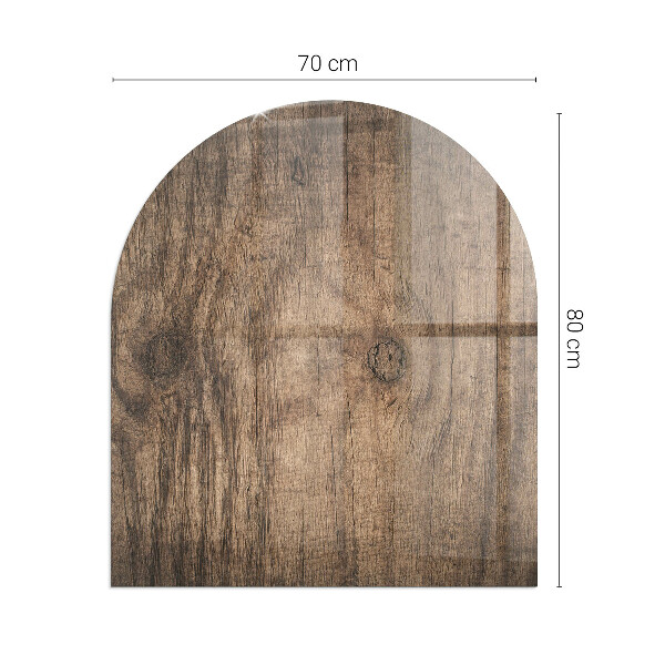 Demi-arrondi plaque protection sol devant cheminée en verre Motif bois naturel