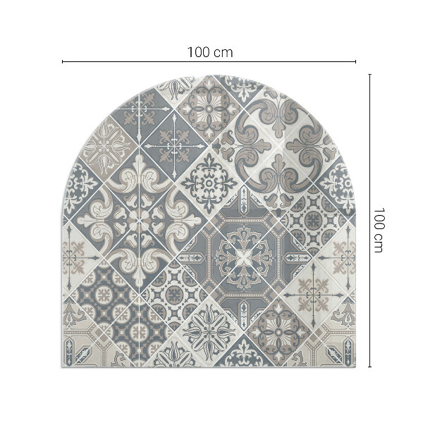 Demi-arrondi plaque de sol en verre pour poêle motif de mosaïque décoratif