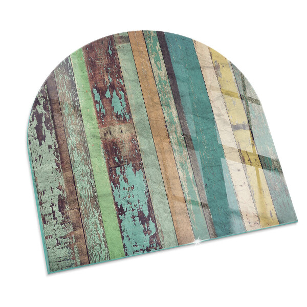 Demi-arrondi plaque verre devant cheminée Planches de différentes teintes