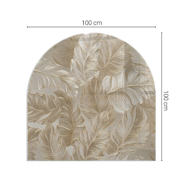 Demi-arrondi plaque verre devant cheminée Feuilles aux motifs subtils
