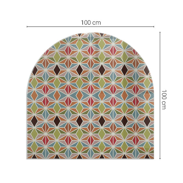 Demi-arrondi plaque verre devant cheminée Motifs polygonaux dans une grille