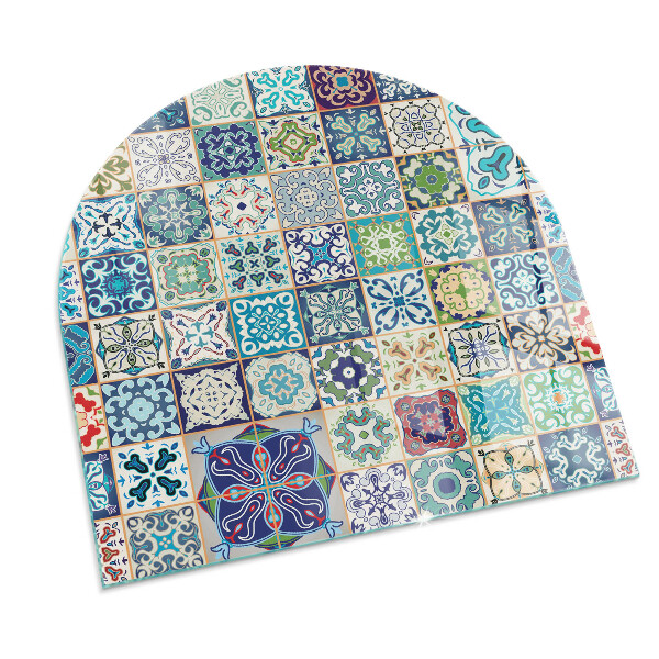 Demi-arrondi plaque protection sol devant cheminée en verre Motifs de mosaïque sur carreaux