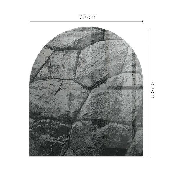 Demi-arrondi plaque verre devant cheminée Motif de pierre naturelle