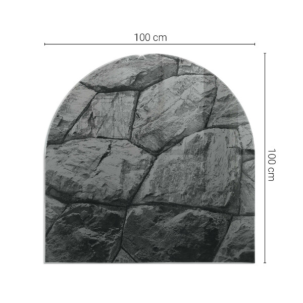 Demi-arrondi plaque verre devant cheminée Motif de pierre naturelle