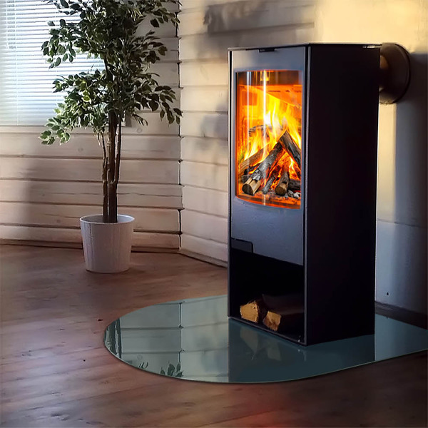 Demi-arrondi plaque de sol en verre pour poêle Couleur de la mer