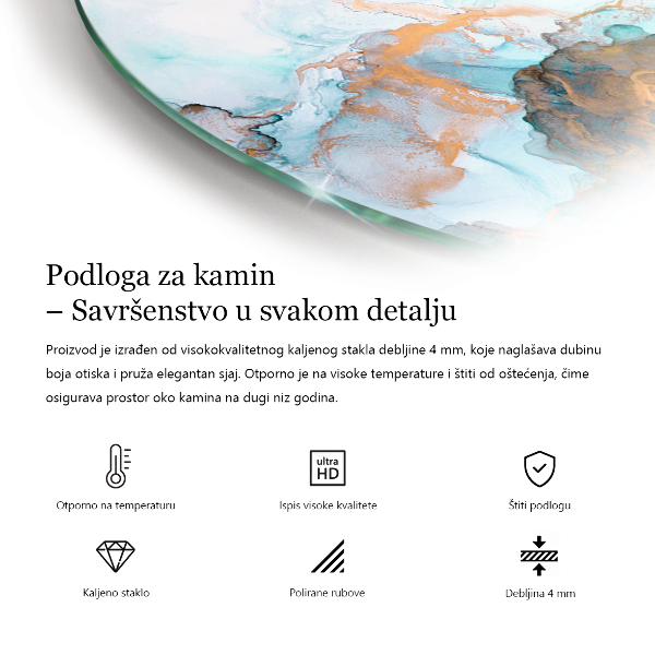 Ronde plaque de verre pour cheminée nuage abstrait de solides