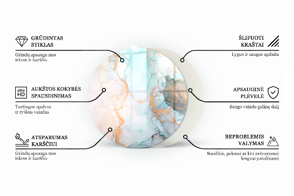 Ronde plaque de verre pour cheminée texture de surface brute