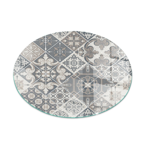 Ronde verre sous poêle à bois motif de mosaïque décoratif