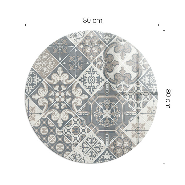 Ronde verre sous poêle à bois motif de mosaïque décoratif
