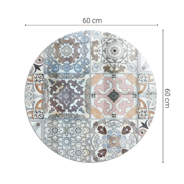 Ronde verre sous poêle à bois Motifs de mosaïque en carreaux
