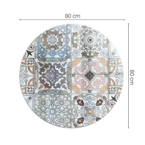 Ronde verre sous poêle à bois Motifs de mosaïque en carreaux