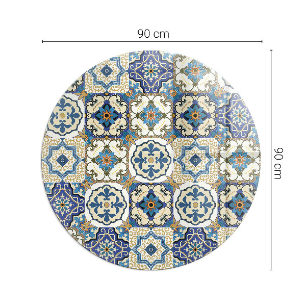 Ronde plaque de verre pour cheminée Motif mosaïque à fleurs