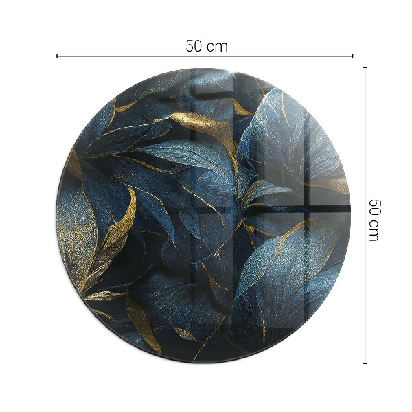 Ronde plaque de verre pour cheminée Feuilles élégantes en texture