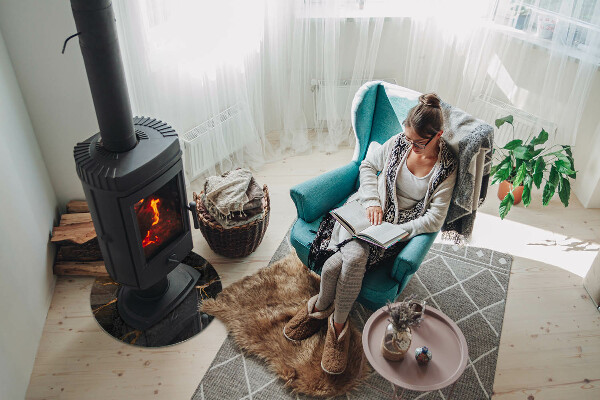 Ronde vitre sous poêle à bois Marbre élégant veiné